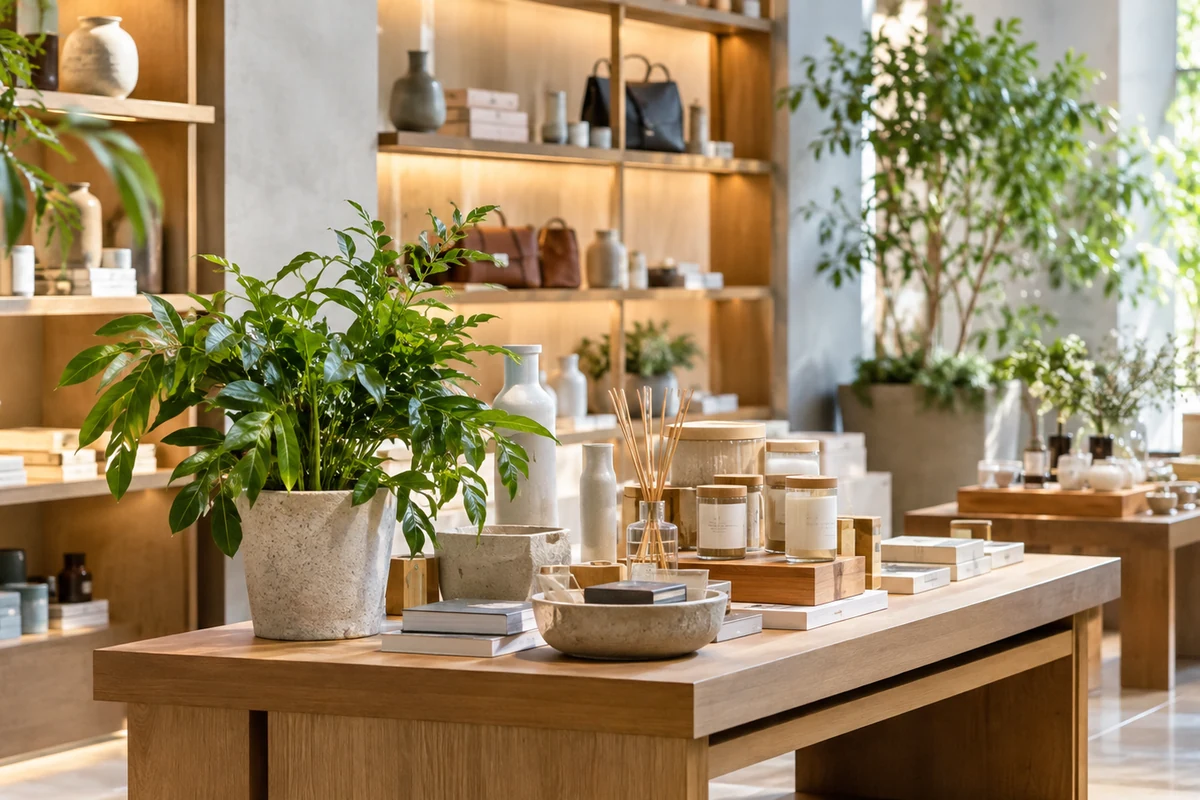 商品まわりの観葉植物設置イメージ